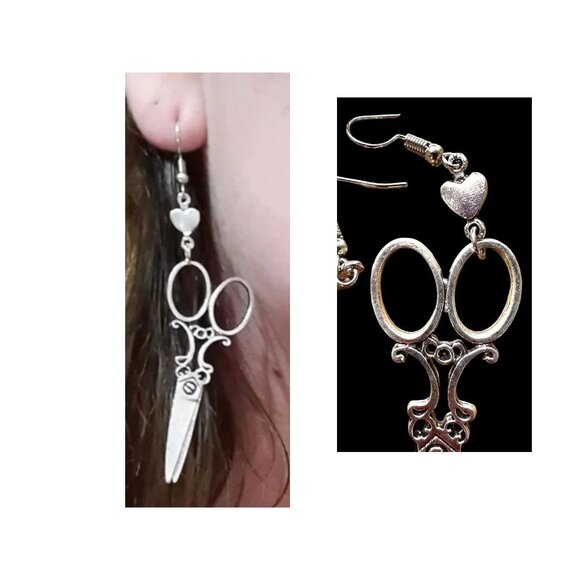 Scissor Earrings New Dangle Hooks Sewing Seamstress Cross Stitch Needlep… - Picture 6 of 12